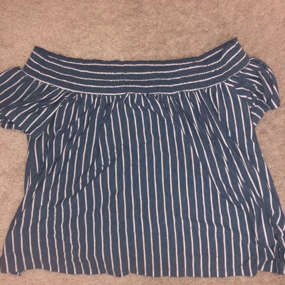 American Eagle Striped Off the Shoulder Top